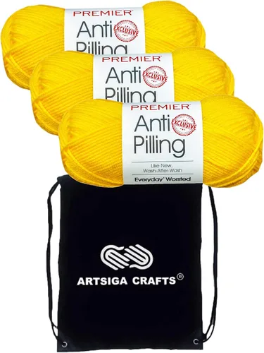 Miniatura 49 de Premier Yarns Everyday Anti-Pelusa Hilo Sólido Verde Pino DN100-8 (6-Madejas - Mismo Lote de Tinta) #4 Peso Estambre Acrílico para Tejer