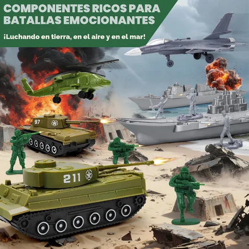 Miniatura 2 de Kusntin Army Men Conjunto de Juego – Juego de soldados de juguete militar de 117 piezas con figuras de acción, tapete de batalla, tanques