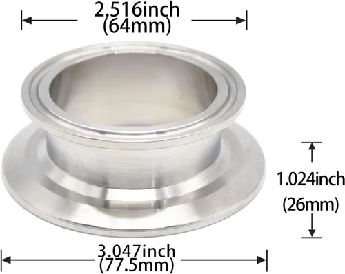 Miniatura 2 de Reductor de tapa de extremo de ajuste sanitario de 2.5 pulgadas × 2 pulgadas de acero inoxidable 304 reductor concéntrico sanitario tri abrazadera