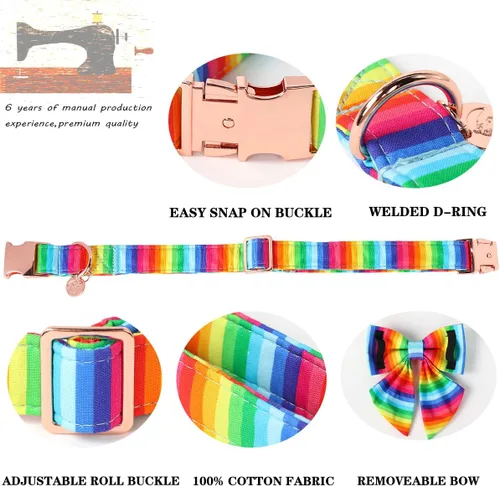 Miniatura 3 de DOGWONG Collar de perro de verano con pajarita X: arco iris lgbt