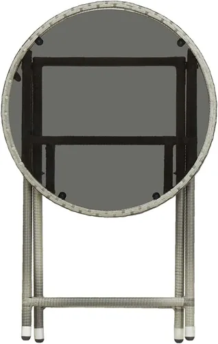 Miniatura 6 de Mesa de té gris de 23.6 pulgadas de ratán de polietileno y vidrio templado, mesa de comedor para patio al aire libre, mesa de bistró al aire libre