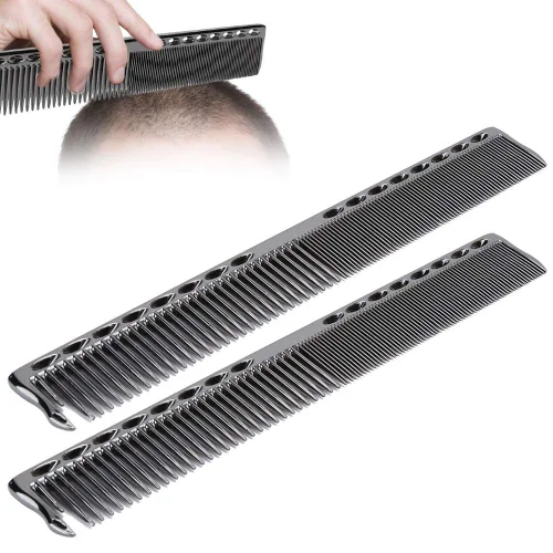 Miniatura 2 de Peines de peluquería de metal, peines profesionales de acero inoxidable para peluquería, peine desenredante (negro)