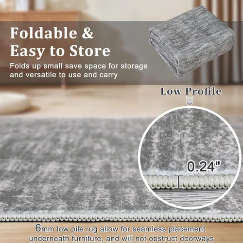 Miniatura 4 de RUGSREAL Alfombra lavable a máquina de 2 x 8 pies, para pasillo, entrada, contemporánea, color liso, alfombra de pasillo moderna para interiores