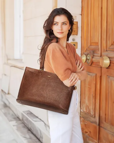 Miniatura 2 de LOVEVOOK Bolsa para laptop para mujeres, bolsa de mano para laptop de 15.6 pulgadas para mujeres, bolsas de mano de trabajo de cuero vintage