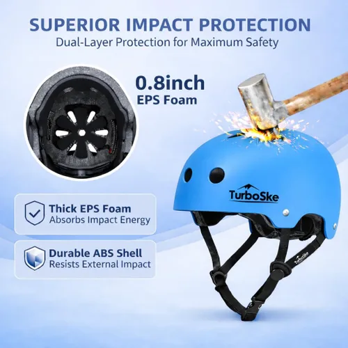 Miniatura 4 de Casco de patineta, casco BMX, casco multideporte, casco de bicicleta para niños, jóvenes, hombres, mujeres Azul