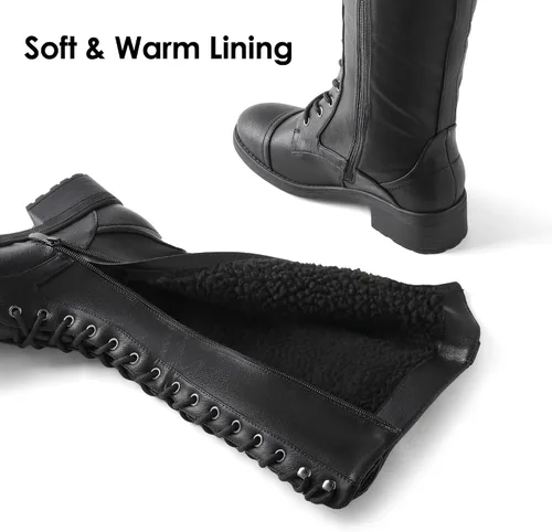 Miniatura 2 de DREAM PAIRS - Botas de poliuretano a la rodilla para mujer, estilo de equitación o combate