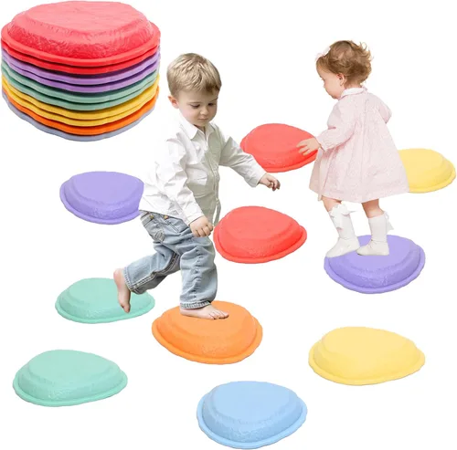 LoomLark Balance Stepping Stones for Kids 5pcs Non-Slip River Stones Obstacle Course Play Indoor and Outdoor Coordination Game Sensory Toys Toddler