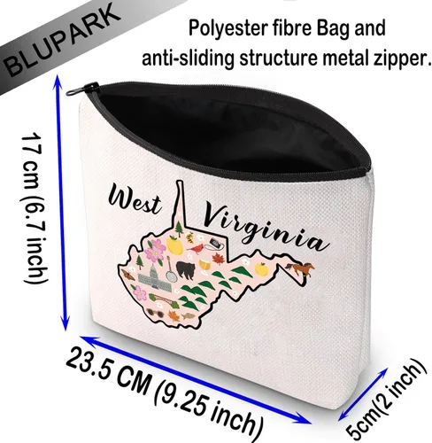 Miniatura 2 de BLUPARK West Virginia Map Cosmetic Bag WV Gift West Virginia Travel Makeup Bag Gift For West Virginia Lovers, West Virginia