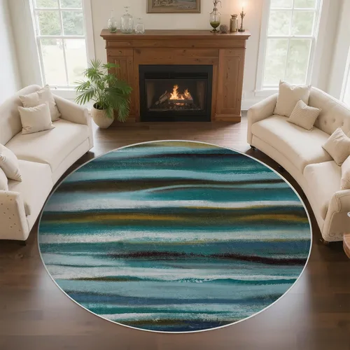 Miniatura 16 de Alfombra abstracta de 3 x 5 para sala de estar, dormitorio, entrada, color azul