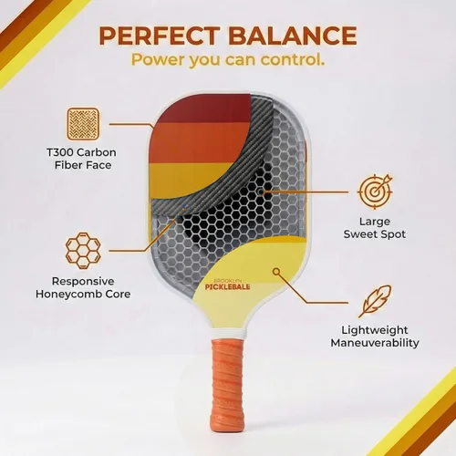 Miniatura 3 de Brooklyn Pickleball Co. – Carbon Fiber Pickleball Paddles – USAPA Approved, Honeycomb Core, Cushioned Grip, Lightweight Design – Single Paddles &
