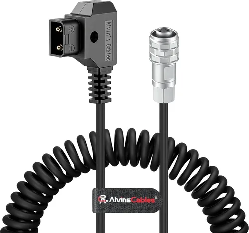 Alvin's Cables Dtap a BMPCC 6K 4K Cable de alimentación en espiral para cámara Blackmagic Pocket Cinema 4K| 6K| Pro V Mount Batería, Weipu 2 pines