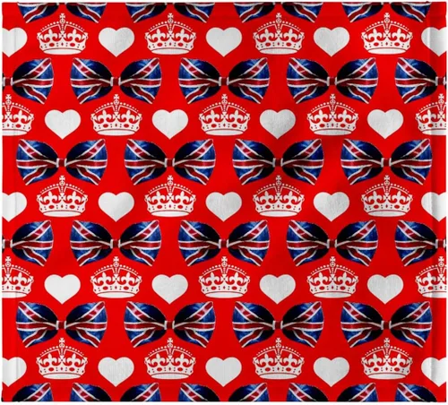 Miniatura 7 de 3dRose British Union Jack Bow Ties, Crowns and Hearts on Red Background 22x30 Bath Hand Pool Towel