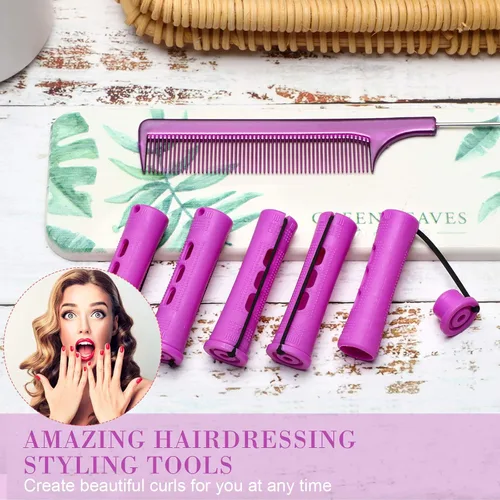 Miniatura 6 de 48 piezas de varillas para el cabello permanente, varillas cortas de onda fría, planchas de plástico para permanente, rulos de pelo con peine