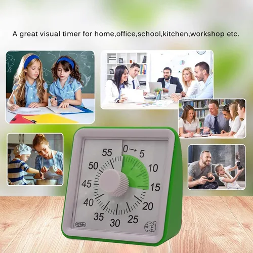 Miniatura 5 de Bonito temporizador visual de 60 minutos, reloj de cuenta regresiva para el aula, temporizador silencioso para niños y adultos, herramienta