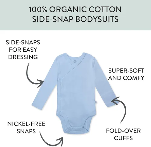 Miniatura 2 de HonestBaby unisex-baby 3-pack Long Sleeve Side-snap Kimono Bodysuits Organic Cotton for Infant Baby Boys, Girls, Unisex