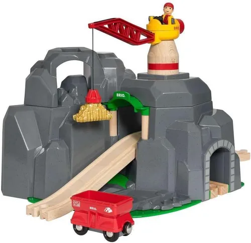 Miniatura 3 de BRIO World - 33889 Crane & Mountain Tunnel Accesorio de tren de juguete de 7 piezas para niños Juego interactivo Madera certificada FSC
