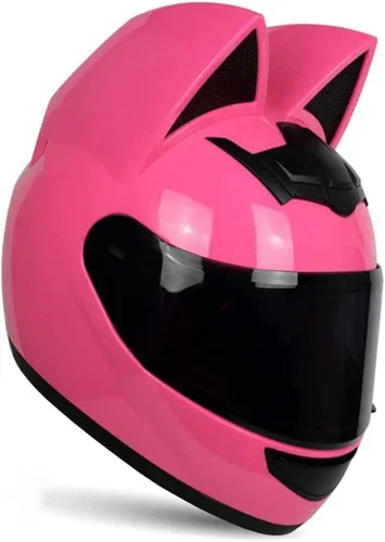 Casco de motocicleta personalizado con orejas de gato para adultos, casco de motocicleta con locomotora de gato genial, certificación DOT/FMVSS-224,