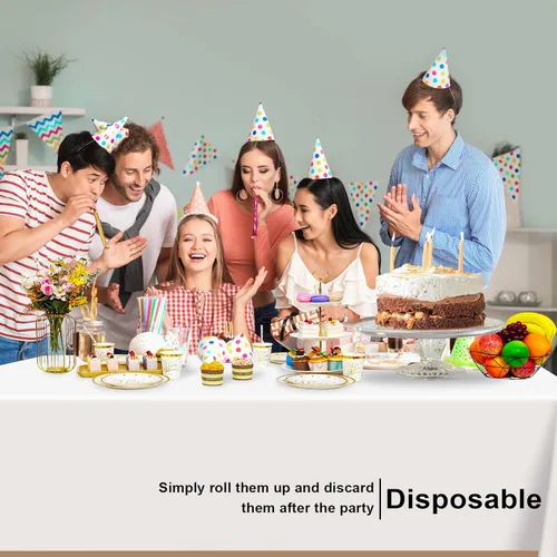 Miniatura 110 de Paquete de 6 manteles de plástico desechables azules y blancos a cuadros, manteles de plástico azules para fiestas, 54 x 108 pulgadas impermeables