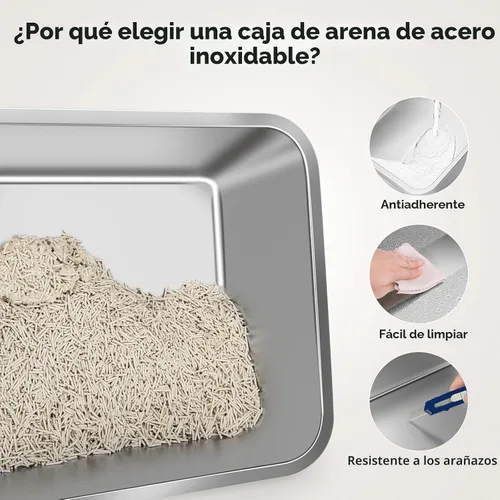 Miniatura 8 de FURTIME Pequeña caja de arena de acero inoxidable con tapa para gatito, caja de arena cerrada de metal para gatos pequeños, caja de gato con caja
