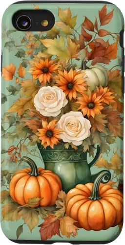 Miniatura 18 de Vintage Autumn Flower Fall Pumpkin Teal Case for iPhone 17