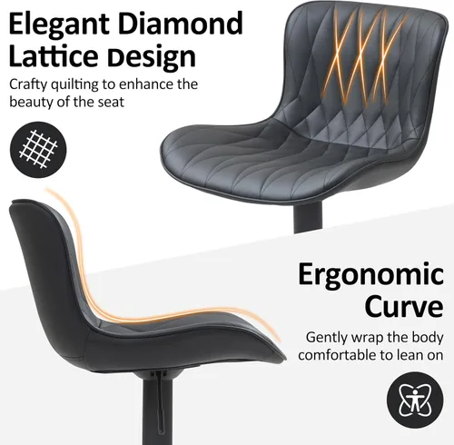Miniatura 6 de Finnhomy Juego de 2 taburetes de bar, modernos taburetes de bar giratorios de piel sintética de 360°, altura del asiento de 24 a 32.5 pulgadas