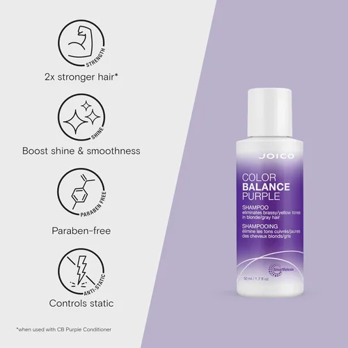 Miniatura 3 de Joico Color Balance Purple Shampoo For Cool Blonde or Gray Hair Eliminate Brassy Yellow Tones Boost Color Vibrancy & Shine UV Protection