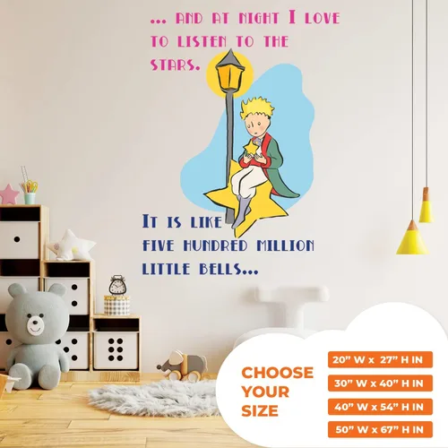Miniatura 5 de EGD Decoración de pared para niños con cita de El Principito Calcomanía de pared para bebé niña y niño Azul, Blanco Estilo francés