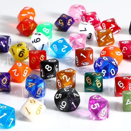 Miniatura 2 de Skylety Juego de 50 dados poliédricos de 10 caras para el aula con bolsa negra, juego de dados poliédricos, compatible con RPG MTG, juegos de mesa