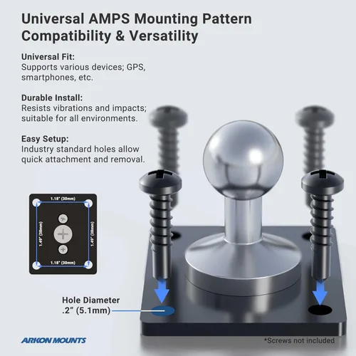 Miniatura 4 de ARKON Mounts - Adaptador de bola de metal de 4 agujeros a 0.669 in