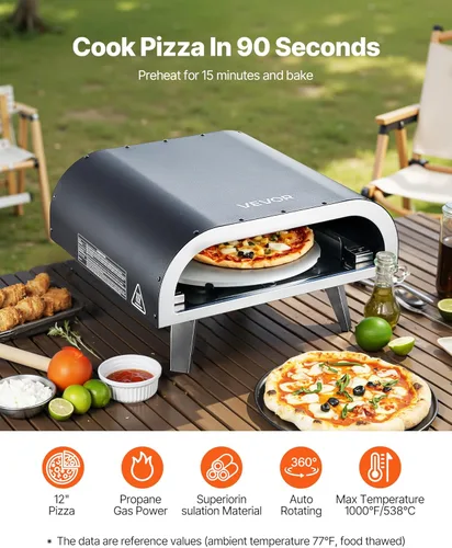 Miniatura 2 de VEVOR Horno de Pizza de Propano para Exteriores, Hornos de Pizza de Gas Propano de Rotación Automática de 12 pulgadas, Cocinador de Pizza Portátil