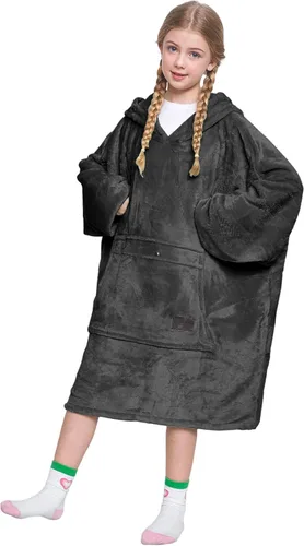 Catalonia - Sudadera con capucha de gran tamaño tipo manta para niños, suéter de forro polar portátil con bolsillo frontal grande, regalo para niños