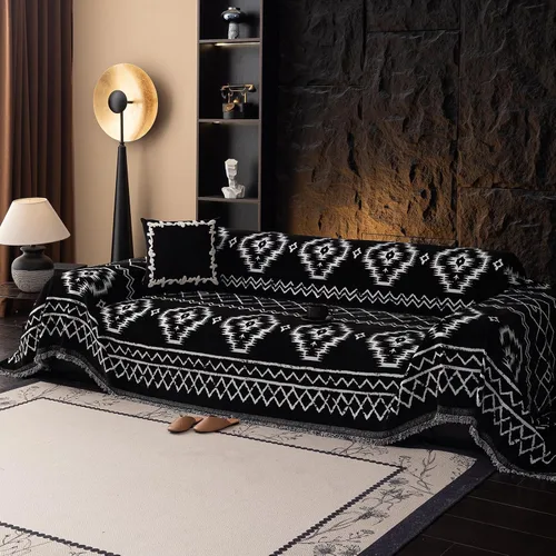 Miniatura 29 de DREAMINGO Fundas de sofá para sofá, estilo bohemio, geométrico y jacquard vintage, de 2 plazas, antideslizante, protector de muebles de felpilla