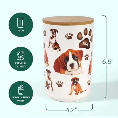 Miniatura 2 de Greenline Goods Juego de recipientes de cerámica prémium para perros – Recipiente hermético para golosinas frescas, tarro de cerámica y recipientes