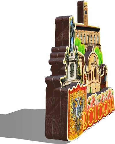 Miniatura 2 de Imán de madera de Italia Bolonia 3D para nevera, recuerdos coleccionables, decoración hecha a mano, artesanías 2