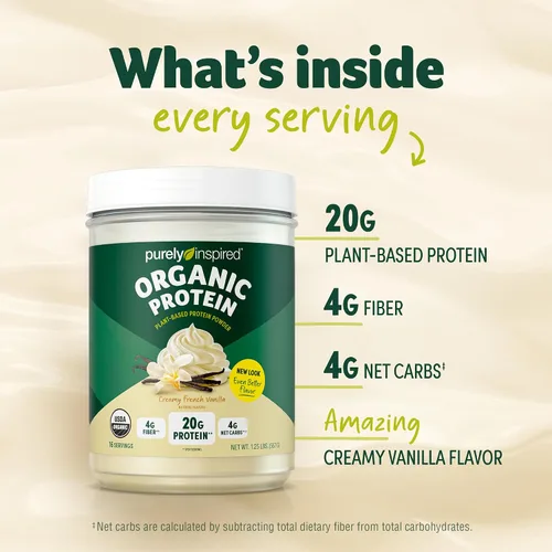 Miniatura 4 de Purely Inspired Proteína vegana orgánica a base de plantas en polvo para mujeres y hombres, 0.78 oz de proteína vegetal de guisantes y Country