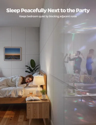 Miniatura 4 de Paquete de 12 paneles de espuma a prueba de sonido para paredes de estudio de insonorización – Barrera MLV insonorizada que reduce el ruido