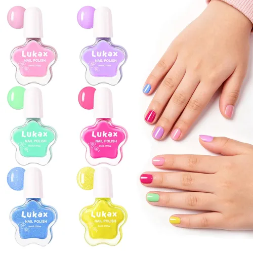 Miniatura 8 de Lukax Juego de esmaltes de uñas para niñas – 12 colores no tóxicos seguros para niños pequeños, a base de agua, despegar y quitar bajo olor