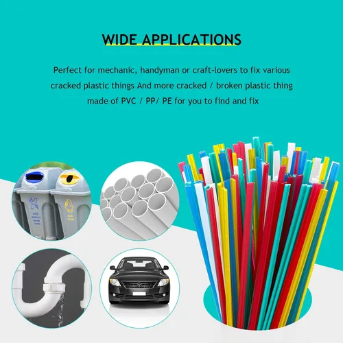 Miniatura 7 de 100 varillas de soldadura de plástico de 7.9 pulgadas, varillas de reparación de soldador de plástico PP/PVC/PPR para parachoques de automóvil