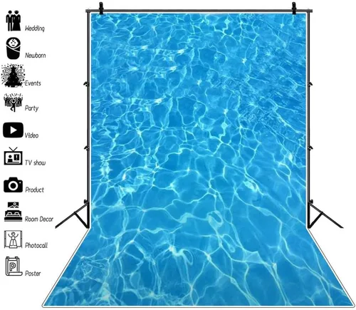 Miniatura 2 de AOFOTO Fondo ondulado de agua de mar azul brillante de 3 x 5 pies, superficie de piscina, fondo de fotografía, fondo de océano, estilo marino
