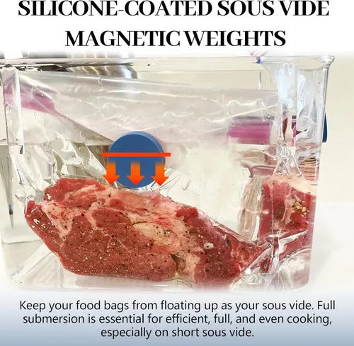 Miniatura 3 de TonGass Paquete de 8 pesas magnéticas Sous Vide que funcionan en todas las máquinas Sous Vide, imanes recubiertos de silicona para mantener