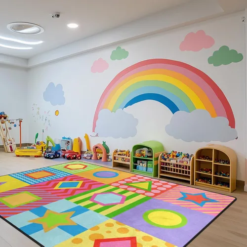 Miniatura 12 de Alfombra para Niños, Alfombra de Oruga Arcoíris ABC Letras del Alfabeto Tapete Educativo - 5x7 Pies Alfombra de Área de Aprendizaje con Respaldo