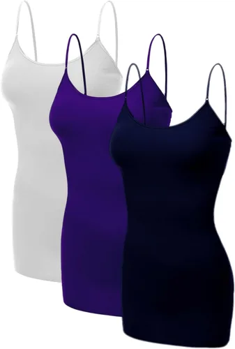 Miniatura 63 de Emmalise Camisola larga casual básica para mujer, con tirantes ajustables, top en capas