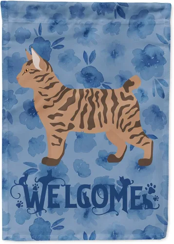Miniatura 100 de Caroline's Treasures CK4813CHF - Bandera de bienvenida con gato abisinio azul, manga grande, para porche, para colgar en la pared, poliéster