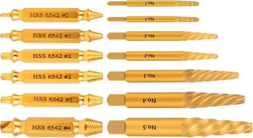 Juego de 13 extractores de tornillos fáciles de sacar y juego de brocas para mano izquierda, juego de extractor de tornillos despojados para quitar