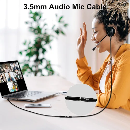 Miniatura 5 de Paquete de 2 cables de extensión de auriculares de 0.138 in de 4 pies, 4 polos TRRS cable de audio estéreo macho a hembra, trenzado de nailon