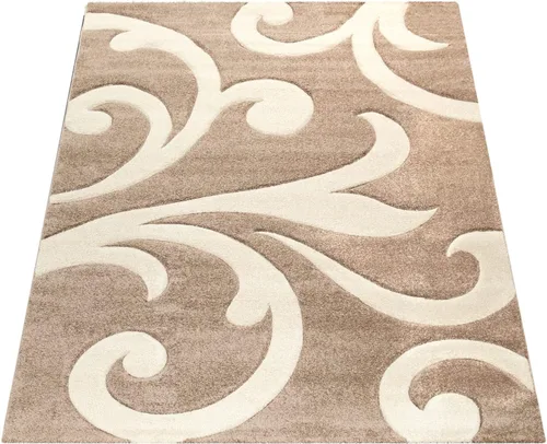 Miniatura 5 de Paco Home Alfombra de área marrón beige con corte de contorno y patrón floral moderno, tamaño: 2' x 3'7