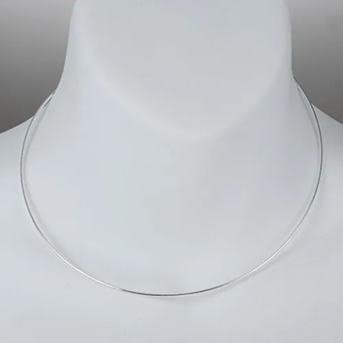 Miniatura 2 de Cadena redonda de plata de ley omega serpiente de 0.063 in maciza, plata de ley 925 italiana collar