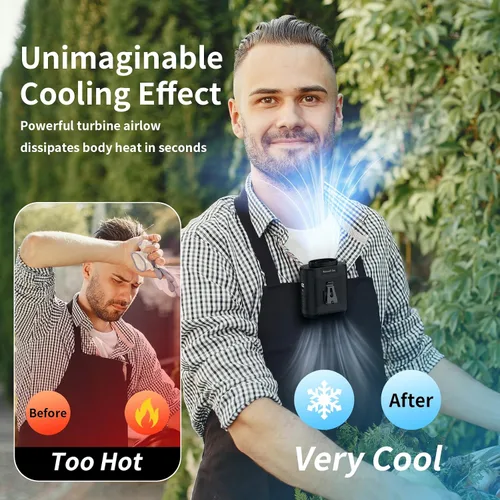 Miniatura 8 de Socool Ventilador de cintura portátil de 10000mAh con clip en cinturón portátil, ventilador personal recargable operado con batería con 5