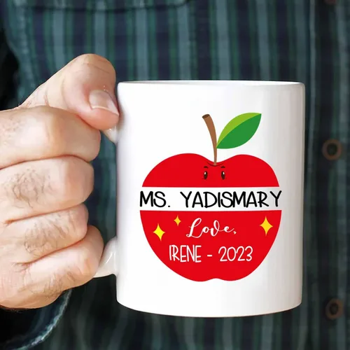 Miniatura 5 de Taza de té de cerámica blanca con texto en inglés "It Takes A Big Heart To Shape Little Minds" de 11 onzas y 15 onzas, taza de café personalizada