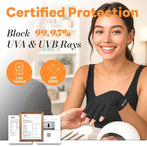 Miniatura 4 de Guantes UV Engrosados para Uñas, Guantes de Protección UV UPF50+, Diseño sin Dedos para Mujeres Manicuras en Gel Anti Luz UVA UVB